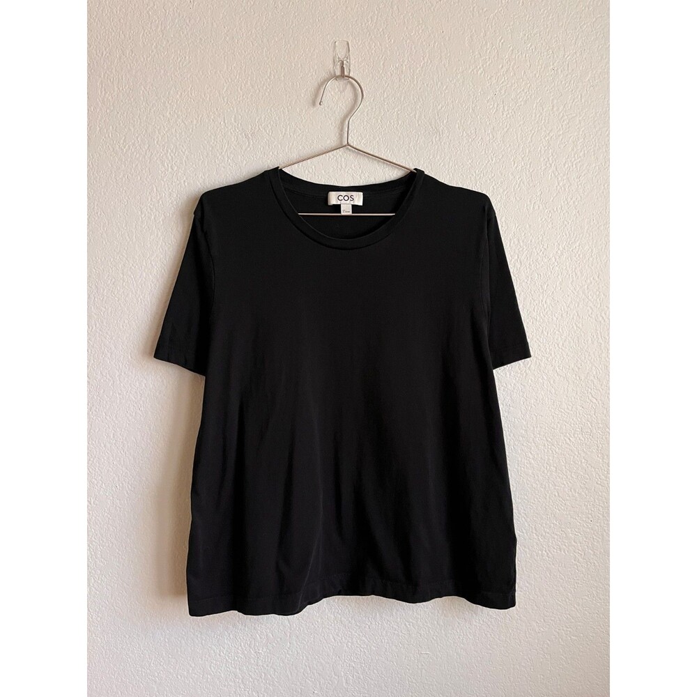 COS Women's Cotton Crew Neck T-Shirt in Black Size LARGE